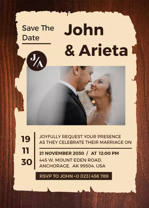 Charming Rustic Vintage Wedding Celebration Invitation Template