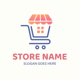 Charming Shopping Cart Design Representing Departmental Store Logo Template