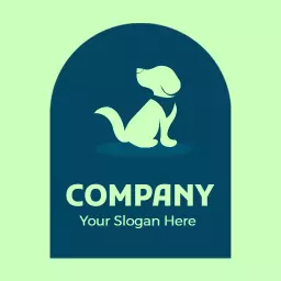 Charming Silhouette of a Dog Against a Soft Green Background Logo Template