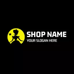 Charming Silhouette of Doll with Yellow Background Logo Template