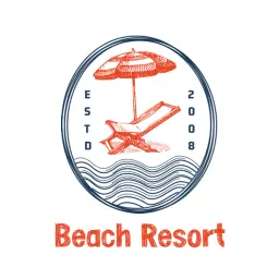 Charming Sketch of a Beach Resort with Relaxing Vibes Logo Template