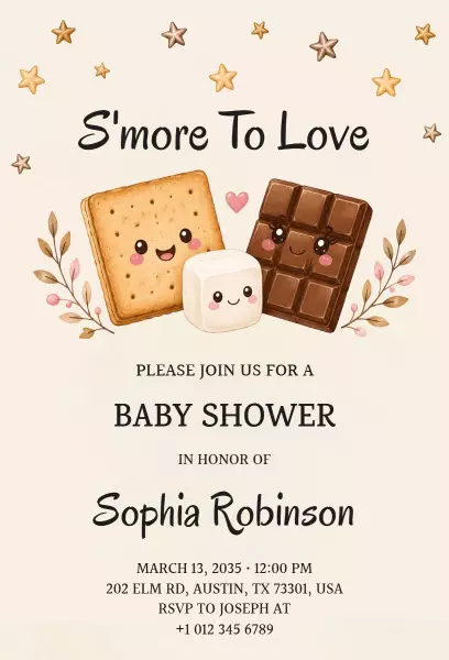 Charming S'mores Themed Baby Shower Celebration Invitation Template
