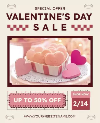 Charming Soft Pink Valentine's Day Sale Poster Template