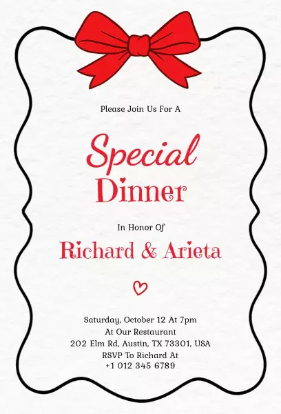 Charming Special Dinner Celebration Party Invitation Template