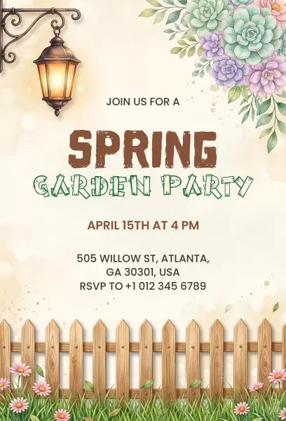 Charming Spring Garden Gathering Celebration Invitation Template