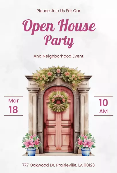 Charming Spring Open House Neighborhood Event Invitation Template
