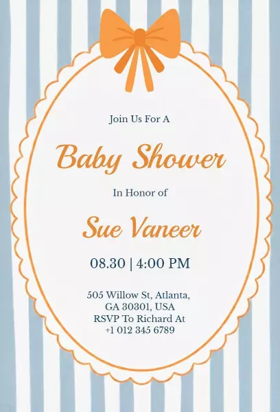 Charming Striped Elegant Baby Shower Invitation Template