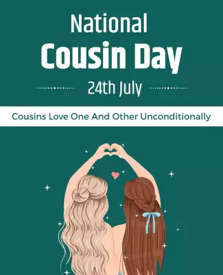 Charming Teal Cousin Day Celebration Poster Template