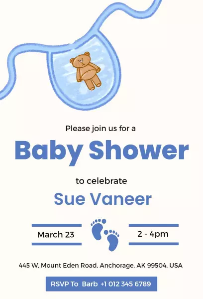 Charming Teddy Bear Themed Baby Shower Invitation Template