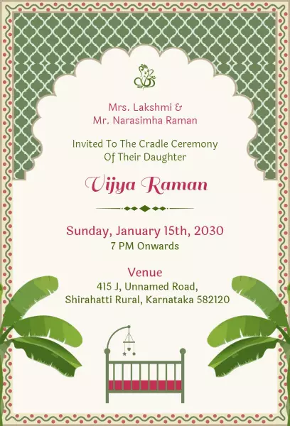 Charming Traditional Naming Ceremony Celebration Invitation Template