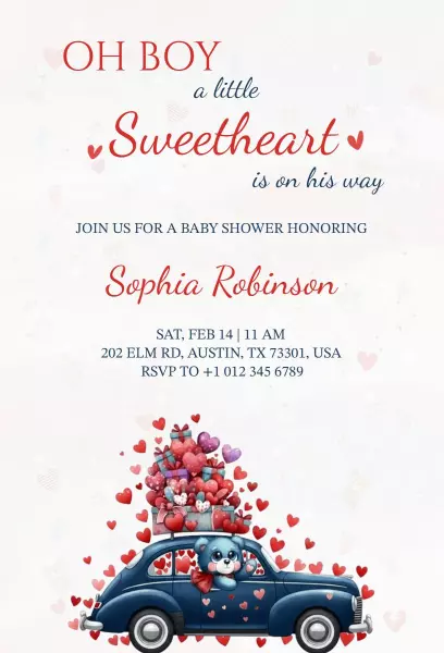 Charming Valentine Baby Shower Celebration Invitation Template