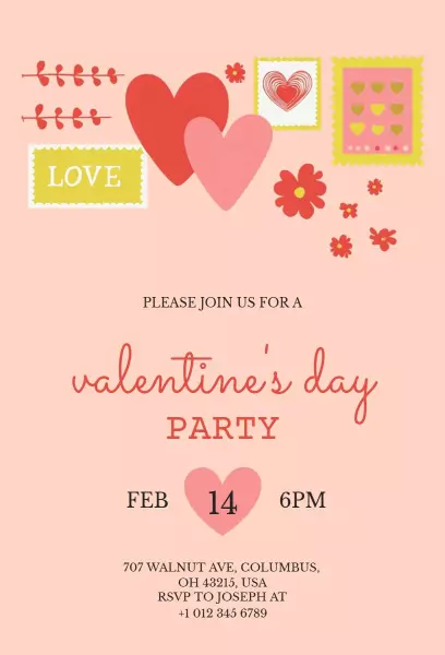Charming Valentine's Day Love Party Invitation Template