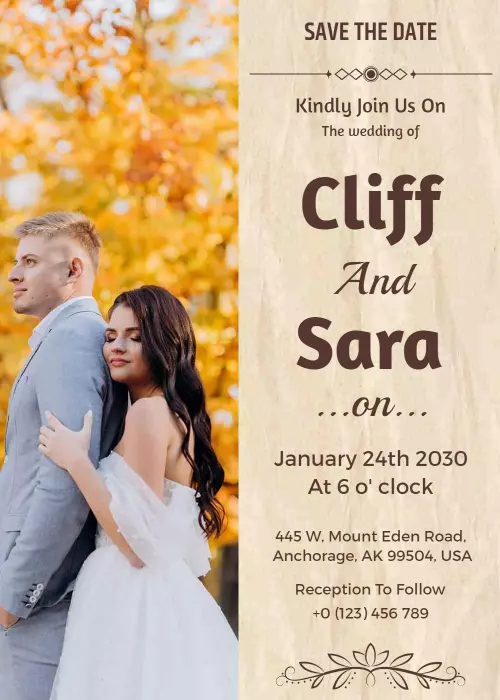 Charming Vintage Autumn Wedding Celebration Invitation Template