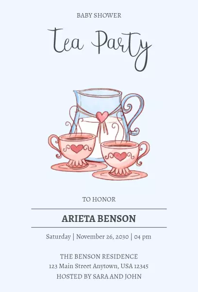 Charming Vintage Baby Shower Tea Party Invitation Template