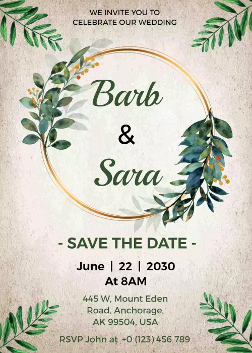Charming Vintage Floral Wedding Celebration Invitation Template