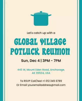 Charming Vintage Global Village Potluck Reunion Poster Template