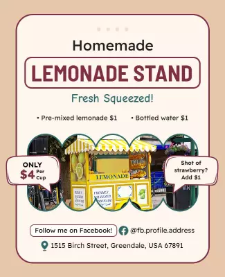 Charming Vintage Homemade Lemonade Stand Poster Template