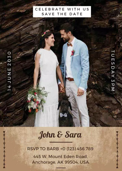 Charming Vintage Rustic Wedding Celebration Invitation Template