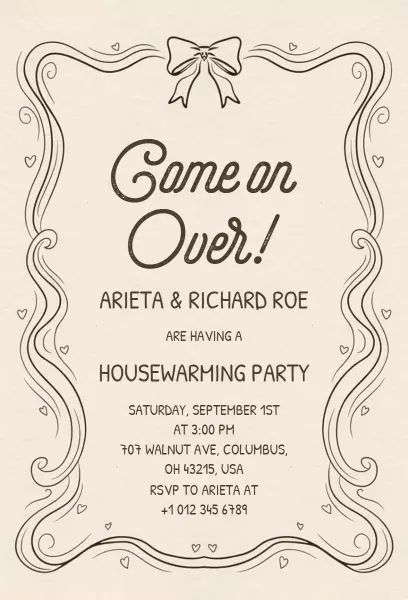 Charming Vintage Style Housewarming Party Invitation Template