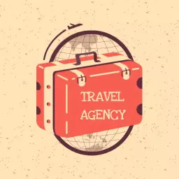 Charming Vintage Travel Agency Suitcase Design with Globe Logo Template
