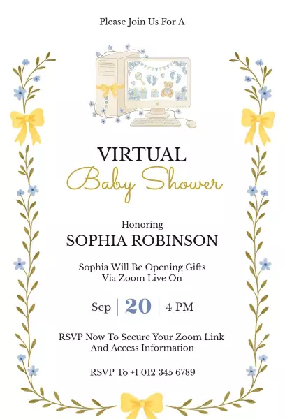 Charming Virtual Baby Shower Celebration Invitation Template