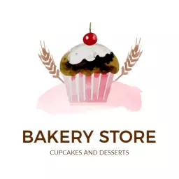 Charming Watercolor Cupcake Design for Bakery Store Logo Template