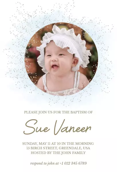 Charming White Floral Baby Baptism Celebration Invitation Template