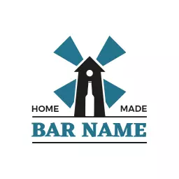 Charming Windmill Design with a Wine Bar Theme Logo Template