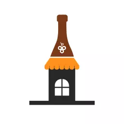 Charming Wine Bar Design Featuring Bottle and House Elements Logo Template