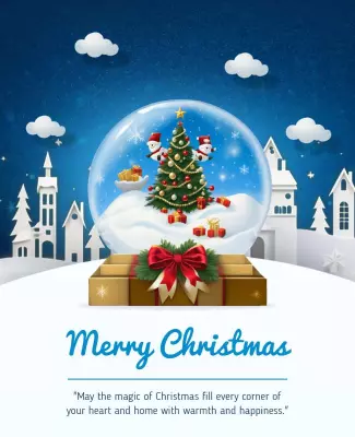Charming Winter Snow Globe Christmas Celebration Poster Template