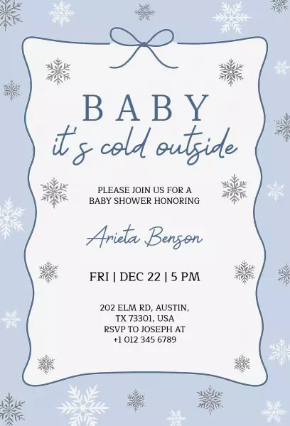 Charming Winter Wonderland Baby Shower Celebration Invitation Template