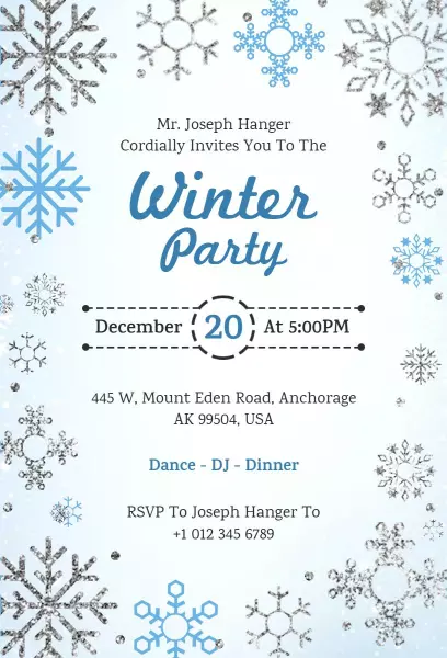 Charming Winter Wonderland Festive Party Invitation Template