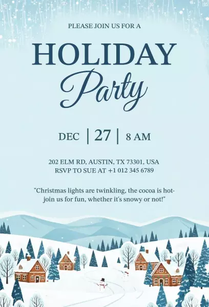Charming Winter Wonderland Holiday Party Invitation Template