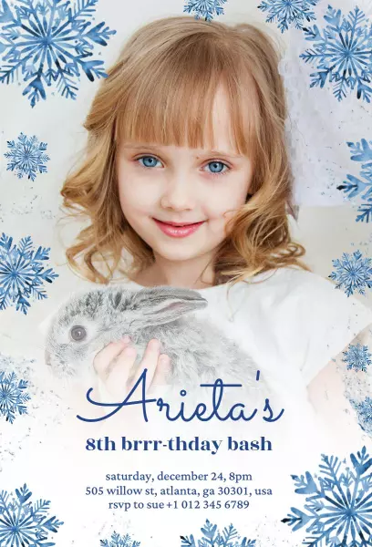 Charming Winter Wonderland Photo Birthday Invitation Template