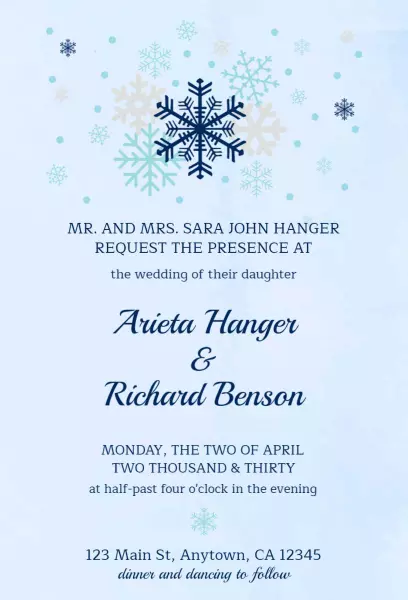 Charming Winter Wonderland Wedding Celebration Invitation Template