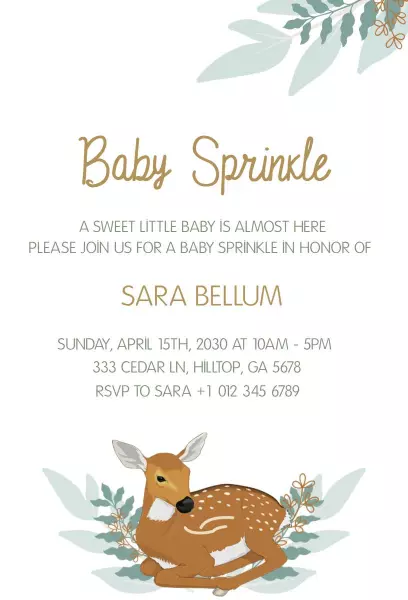 Charming Woodland Animal Baby Sprinkle Celebration Invitation Template