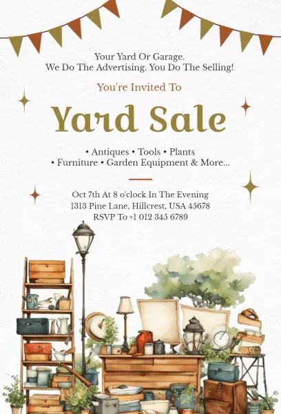 Charming Yard Sale Community Event Invitation Template