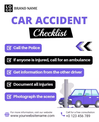 Checklist for Car Accident Safety and Documentation Poster Template
