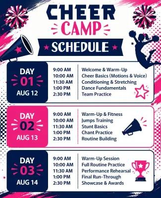 Cheer Camp Event Schedule Poster Template