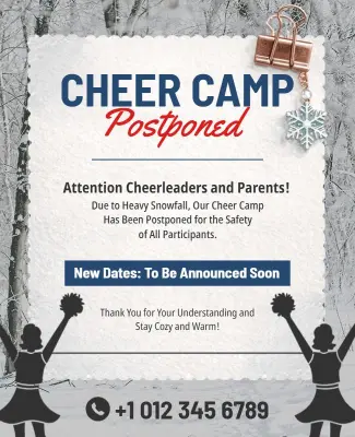 Cheer Camp Postponement by Snow Notice Flyer Template
