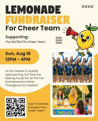 Cheer Team Lemonade Fundraiser Event Flyer Template