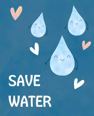 Cheerful Aqua Water Droplet Conservation Reminder Poster Template