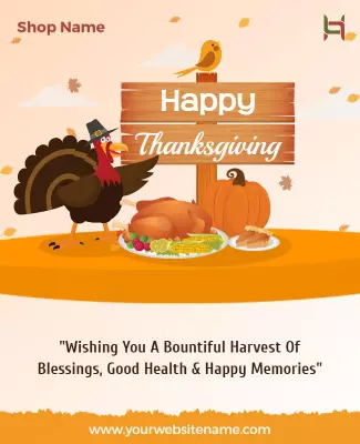 Cheerful Autumn Harvest Thanksgiving Celebration Poster Template