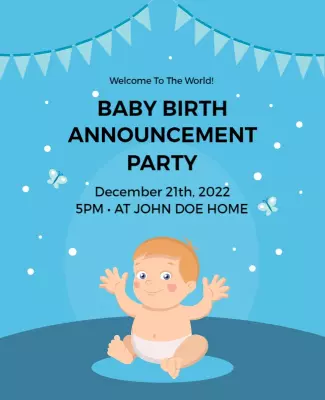 Cheerful Baby Birth Announcement Celebration Poster Template
