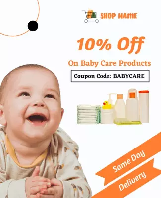 Cheerful Baby Care Discount Sale Poster Template