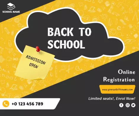Cheerful Back to School Admission Open Promotion Ad Template