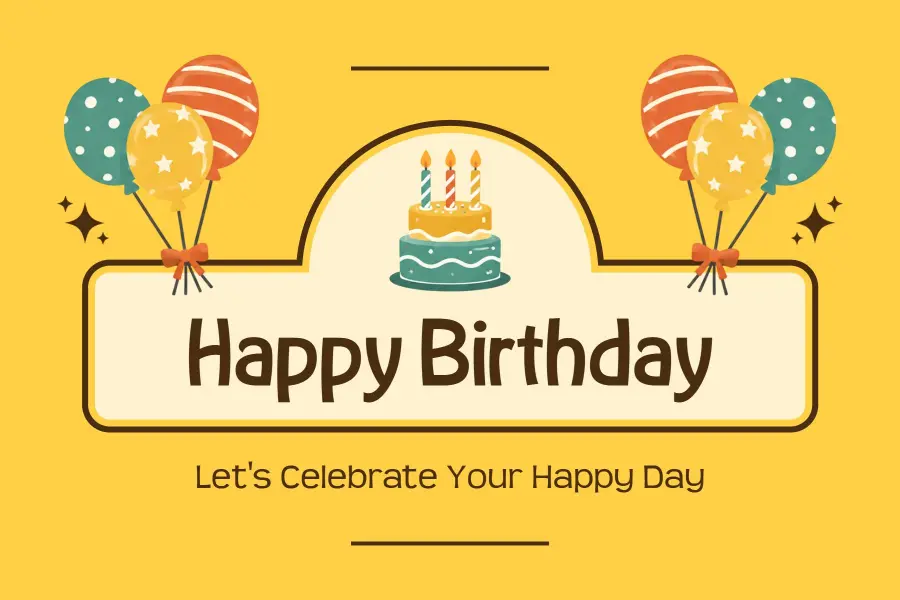 Cheerful Balloons Birthday Greeting Postcard Template