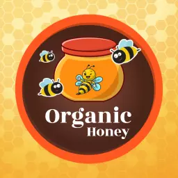 Cheerful Bees and Jar Design Promoting Organic Honey Logo Template