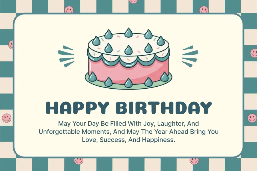 Cheerful Birthday Greetings Postcard Template