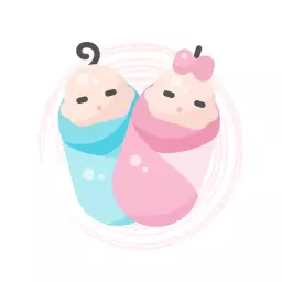 Cheerful Blue and Pink Twin Babies Wrapped in Swaddles Logo Template